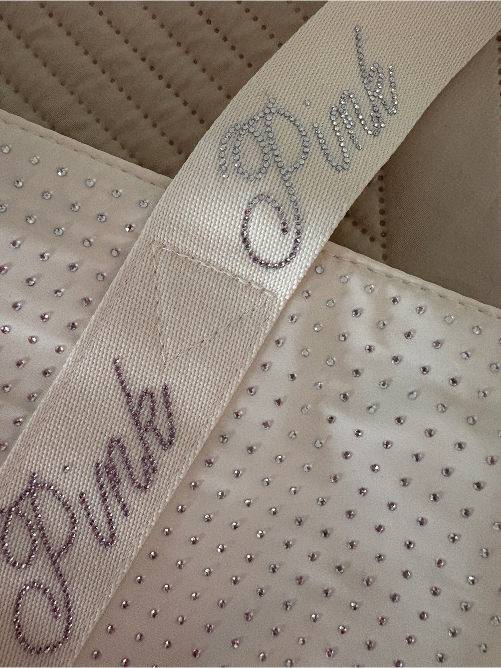 Pur Crystal-Studded Light Pink Tote with Branded Strap